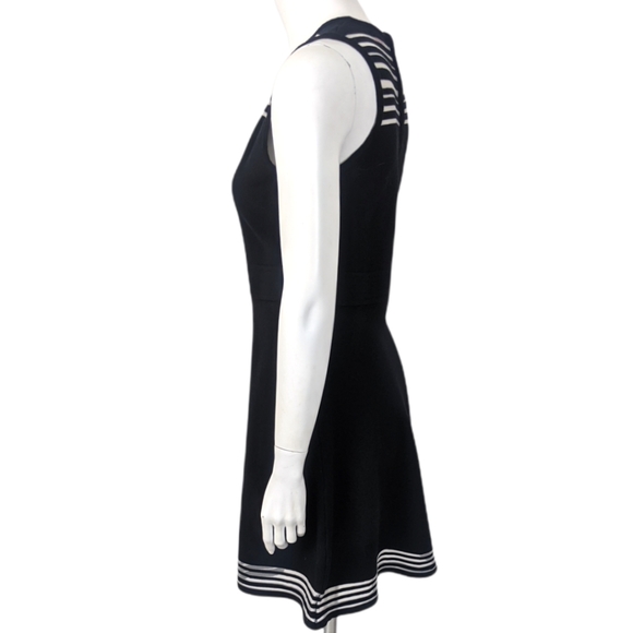 Catherine Malandrino Ponte Knit Fit and Flare Dress M Black Stretch Sleeveless - Picture 3 of 12
